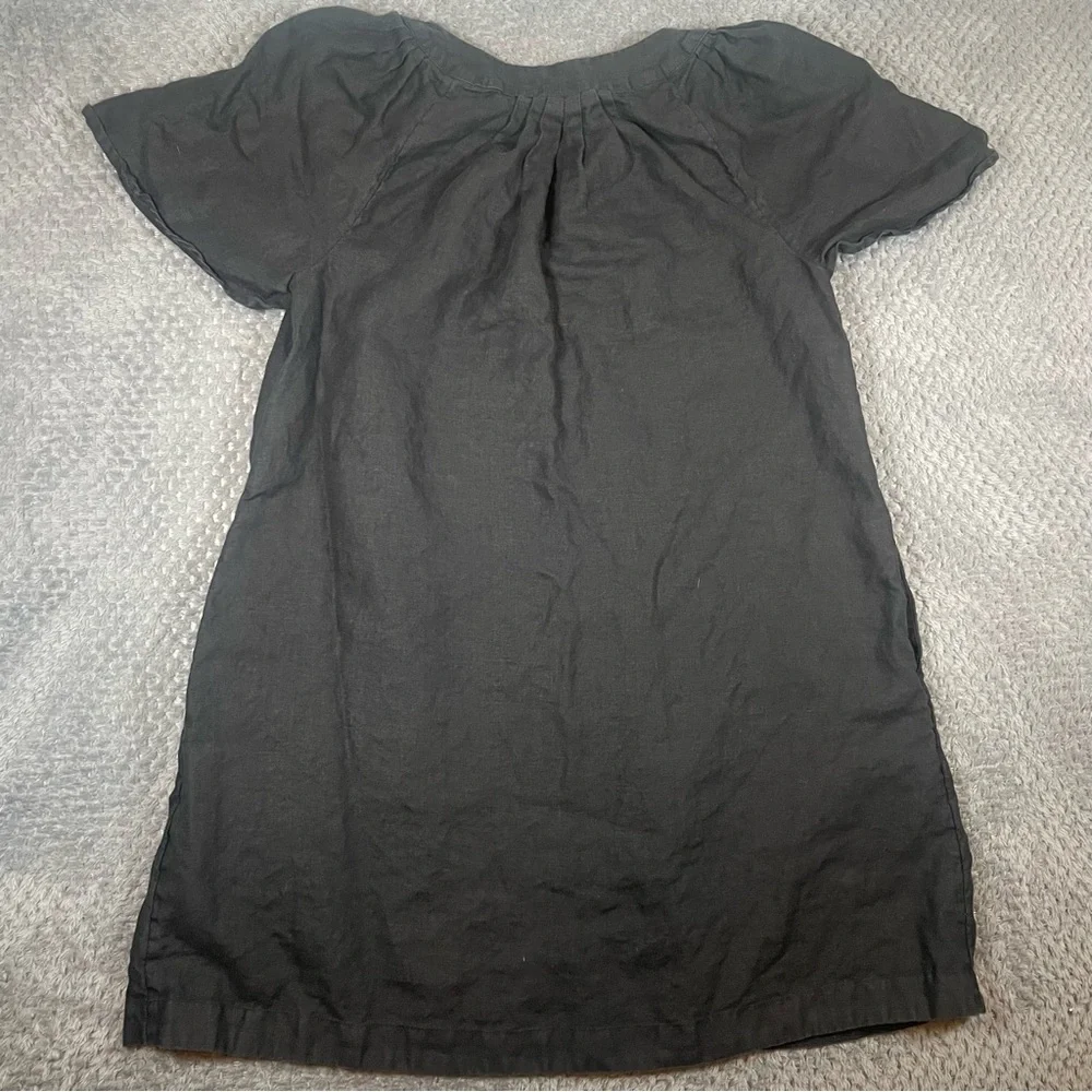 Chico's Women's 100% Linen Dress Black Size 2 (12) Pockets Lagenlook Casual FLAW